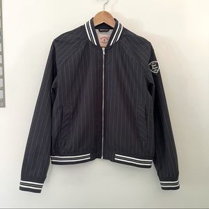 BROOKS BROTHERS RED FLEECE PINSTRIPE NAVY BOMBER